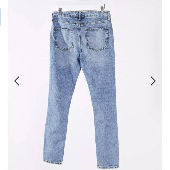 Topman | Organic Cotton Blend Stretch Skinny Jeans with Blowout Rips - Picture 2 of 4